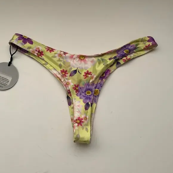 Sommer Swim VITORIA Flor du Sol Brazilian Bikini Bottoms Yellow Womens New Med - Picture 3 of 9